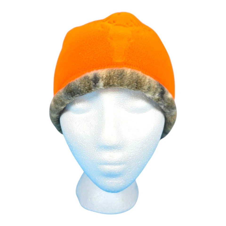 Reel Tree Camouflage & Orange Hat Cap Youth Beanie Hunting Outdoors Reversible  - Image 2 of 4