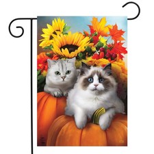 Briarwood Lane Fall Cats Floral Garden Flag