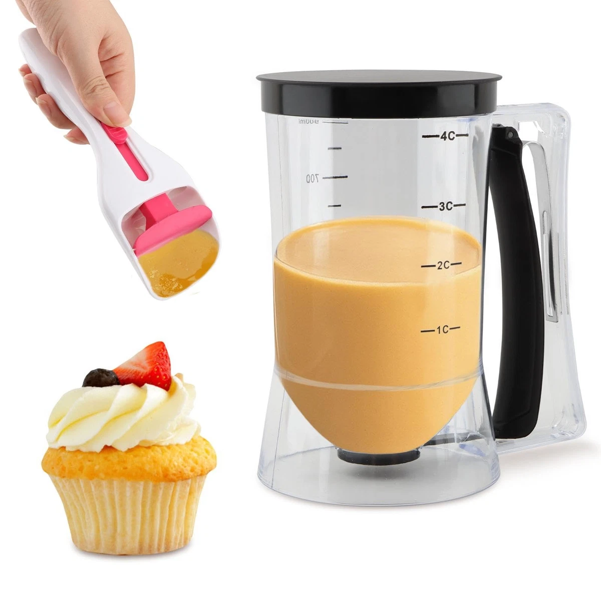 Bakdispenser voor pannenkoeken en cupcakes, mengmachine voor handmixer, bakgereedschap voor cupcakes, wafels, muffins, pannenkoeken en cakes