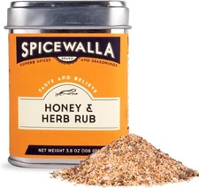 (Free Duty Tax) Spicewalla Honey and Herb Rub 3.8 oz | Garlic, Salt, Brown S