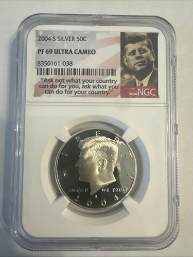 2004-S SILVER KENNEDY HALF DOLLAR NGC PF69 ULTRA CAMEO (PORTRAIT LABEL)