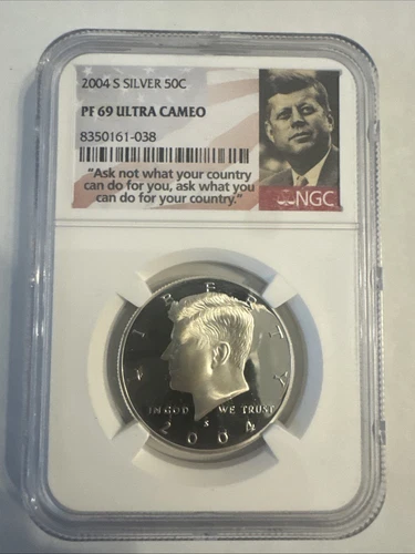 2004-S SILVER KENNEDY HALF DOLLAR NGC PF69 ULTRA CAMEO (PORTRAIT LABEL)