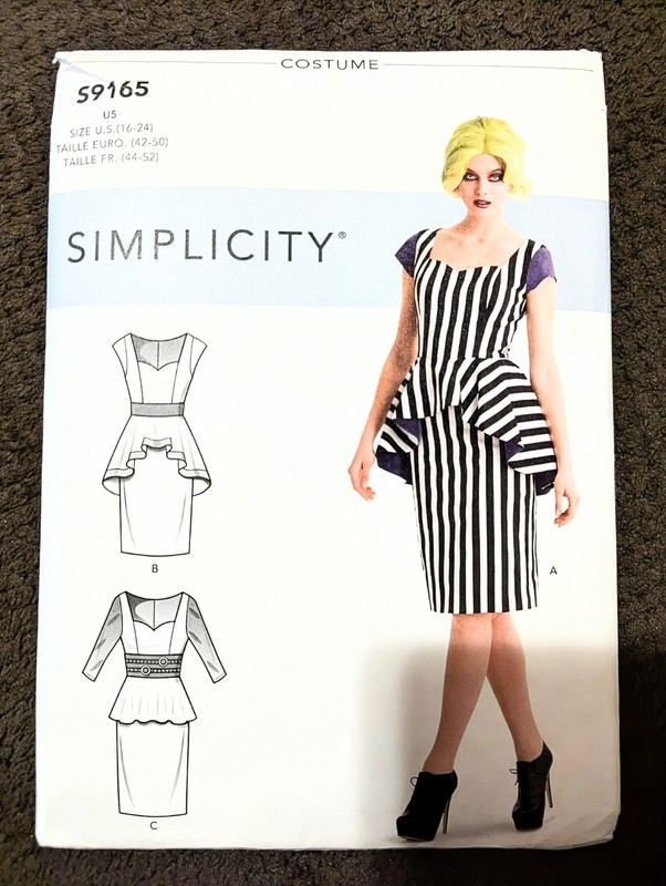 Simplicity 9165 Beetlejuice Adult Costume Pattern Misses' 16-24 Uncut