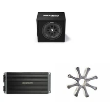 Kicker 12" Ported Comp Subwoofer Enclosure and Amp Bundle Includes Grill ( 43...