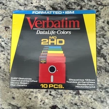New Verbatim MD2-HD DataLife Colors 5.24" Floppy Disks 87324 Factory Sealed