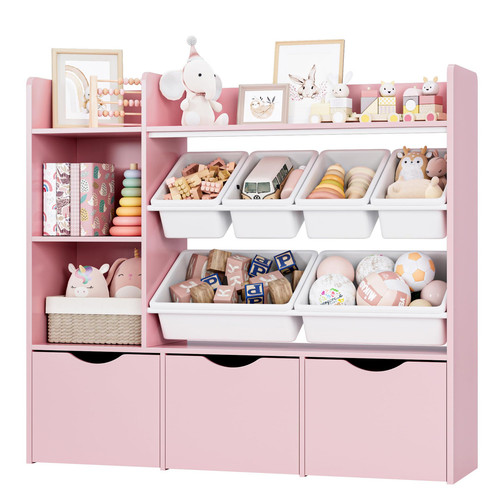 FACBOTALL Toy Storage Organizer with 3 Movable Drawers, Bookshelf and Bookcas...