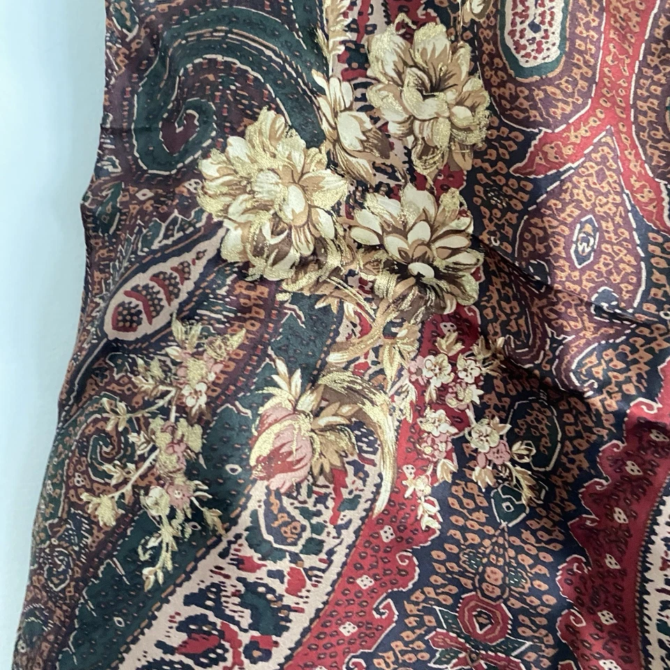 Bufanda de seda vintage Ralph Lauren dorada rosa cachemira dinero antiguo barroco corbata para el cuello Foto 2 de 4