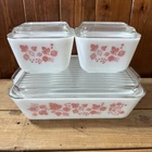 Vintage Pink Gooseberry Pyrex Refrigerator Dish Set with Lids | 501 (2), 503