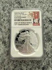 2020 W End of World War WW2 V75 Privy American Silver Eagle Proof NGC PF69 First