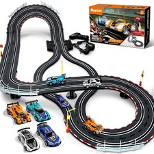 Slot Car Race Track Sets - 1:43 Race Car Track Sets with 4 Slot Cars with Hea...