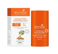 Biotique Sandalwood Sunscreen Stick SPF 50 20Gm Natural UVA/UVB Protection