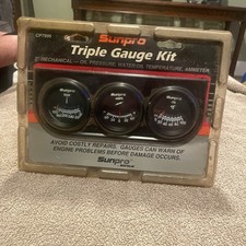 Sunpro Triple Gauge Kit Ammeter Oil Pressure Water Temp New Car Truck Hotrod Sunpro Triple Gauge Kit Ammeter Oil Pressure Water Temp New Car Truck Hotrod
