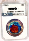 1890-S Gem BU ++ Rare Date  Morgan Dollar Vivid Monster Rainbow Toned