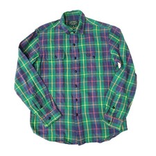 Polo Country Ralph Lauren Shirt Green Flannel Plaid Heavyweight Outdoor Sz L