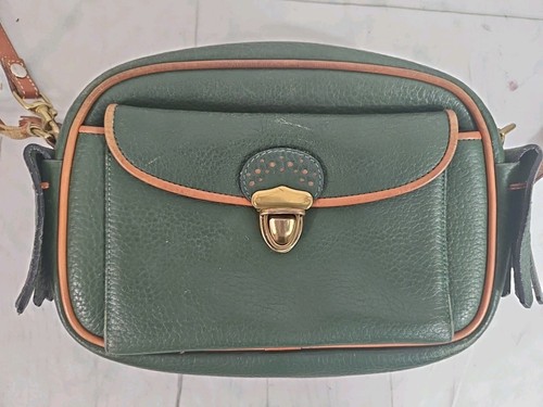 Vintage Dooney & Bourke Womens Tan & Green Kilty Crossbody Handbag - Picture 2 of 12