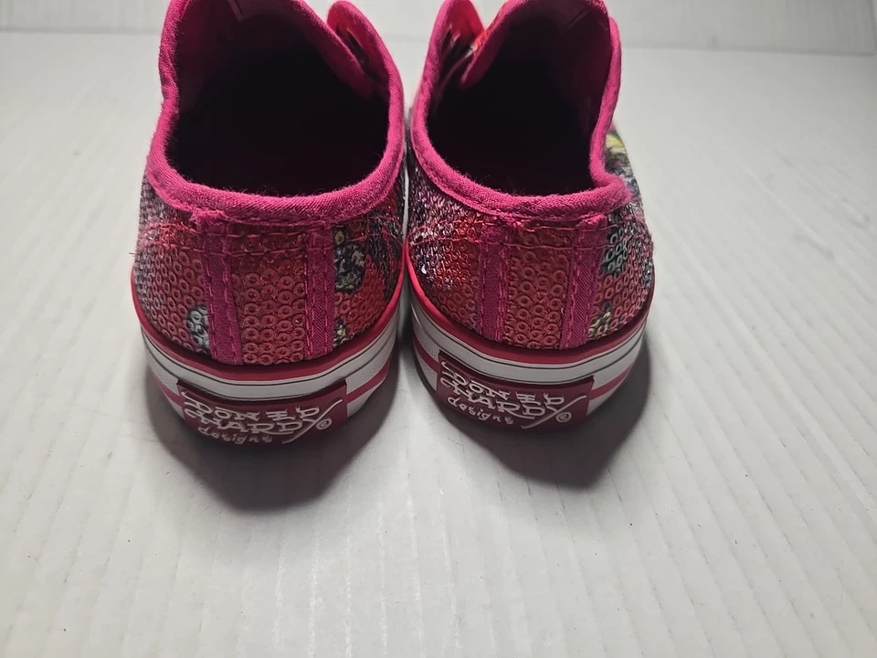 Ed Hardy Kids Youth Girls Slip-On Shoes Sz 2 Pink Canvas Tattoo Print Love - Image 4 of 4