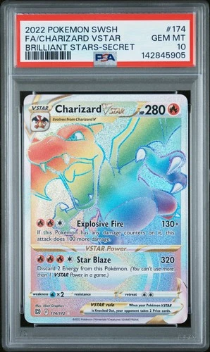 2022 POKEMON SWORD & SHIELD BRILLIANT STARS #174 FULL ART/CHARIZARD VSTAR PSA 10