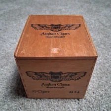Asylum Empty Wooden Cigar Box 5.5x4.5x4.75”