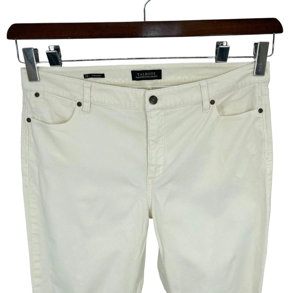 Calça Talbots de veludo feminina impecável reta preppy elástica tamanho 14 branca - Imagem 3 de 4