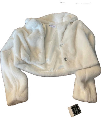 Girls Knit Works Faux Fur White Jacket Size Large
