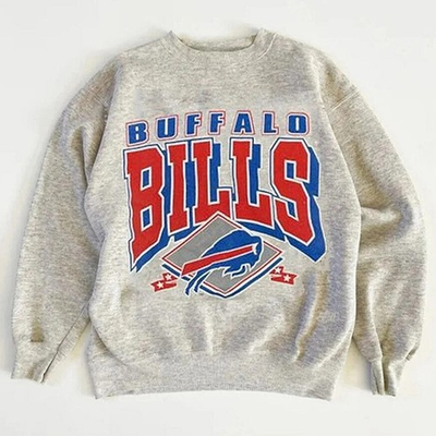 #ad Buffalo Bills NFL Football ash color Graphic Ash Unisex Crewneck Sweatshirt $40.99