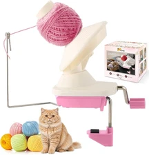 FLKQC Yarn Ball Winder, Hand-Operated Winder Swift Pink 