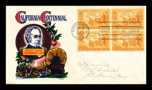 US COVER CALIFORNIA CENTENNIAL FDC SCOTT 997 BLOCK OF 4 KEN BOLL CACHET CRAFT