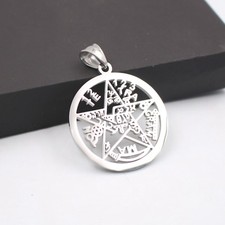 Collana Figaro Pentagramma Stella Pentagramma Tetragramma Wiccan Argento 30MM Acciaio S.
