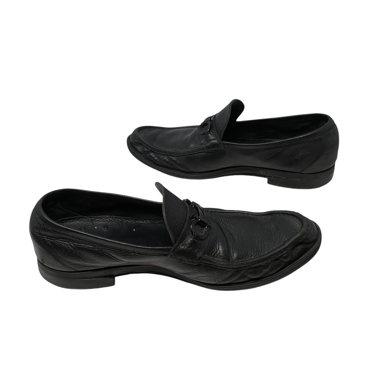 Salvatore Ferragamo Mens 13 Gancini Bit Loafers Black 