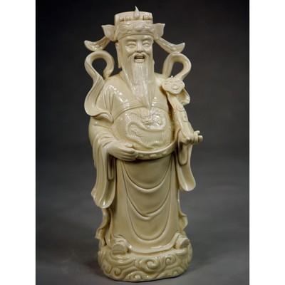 Feng Shui Glücksgott Fu Xing Porzellan Figur Sanxing Blanc de Chine Keramik