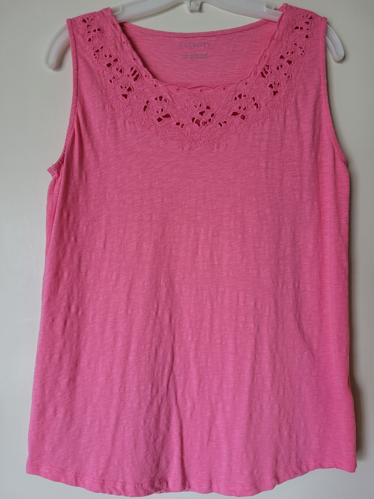 Talbots Basic Solid Pink Sleeveless 100% Cotton T… - image 1