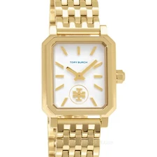 TORY BURCH Robinson Womens Watch, White Rectangular Dial, Gold Stainless Steel