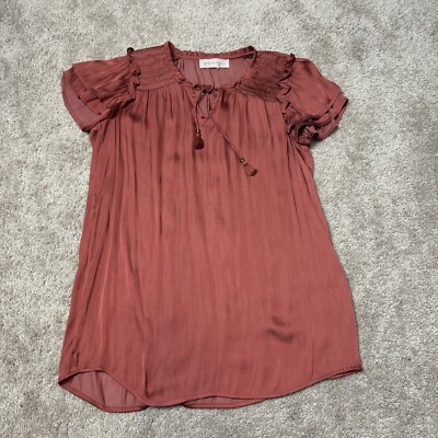 Philosophy Republic Clothing Shirt Sleeve Light Red Blouse, Flutter Sleeve, M