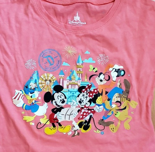 Disney Parks Girls Character Magic Kingdom T-Shirt XS 4-5 Embroidered Pink NEW - Picture 2 of 10