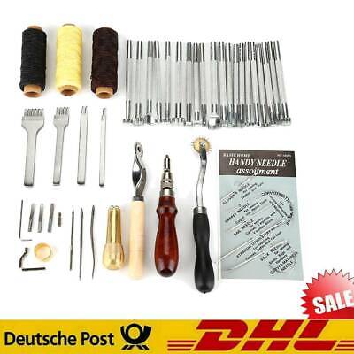 42X Leder Handwerk Werkzeug Tasche Set Für DIY Handnaht Nähen Stanze Schnitzen+