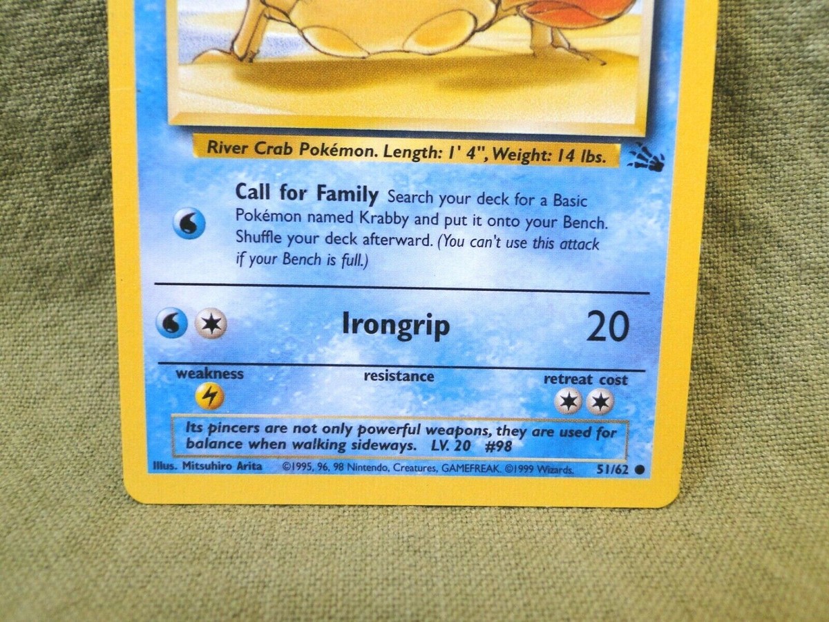 pokemon card krabby - 098/165 - Pokemon 151 - Reverse Foil Colorless Retreat Cost Pokemon Mini Playing Card Krabby