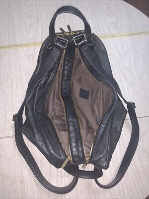 Luana Leather / Fabric Black Backpack Flap Bag Made In Italy LUANA ITALY Black 3-1 Convertible Bag Backpack Satchel  main image 3
