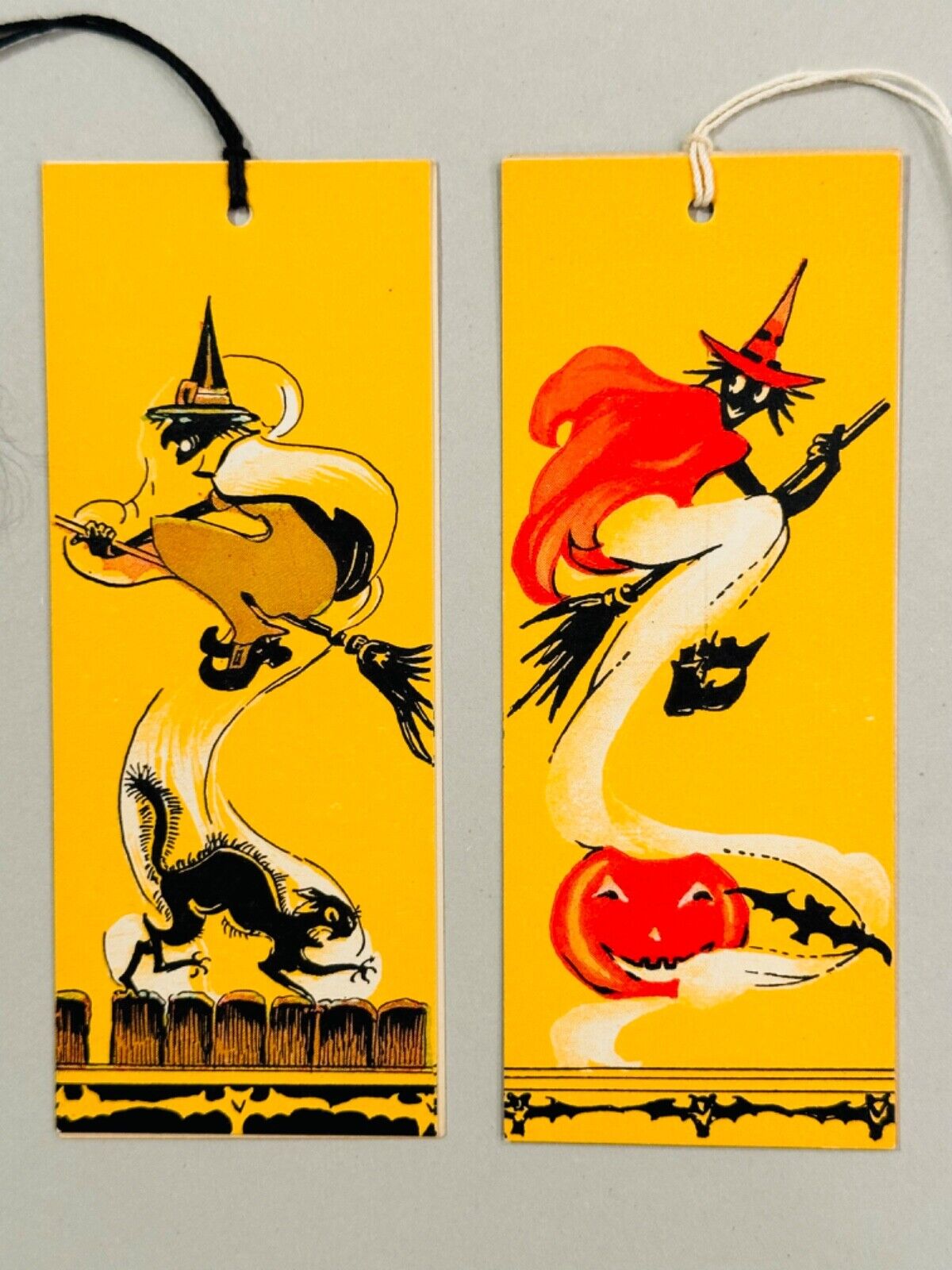 Vintage Halloween Lot of 2 Early Witch Unused Tally Cards