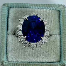 3.50Ct Oval Cut Lab-Created Sapphire Halo Engagement Ring 14K White Gold Plated