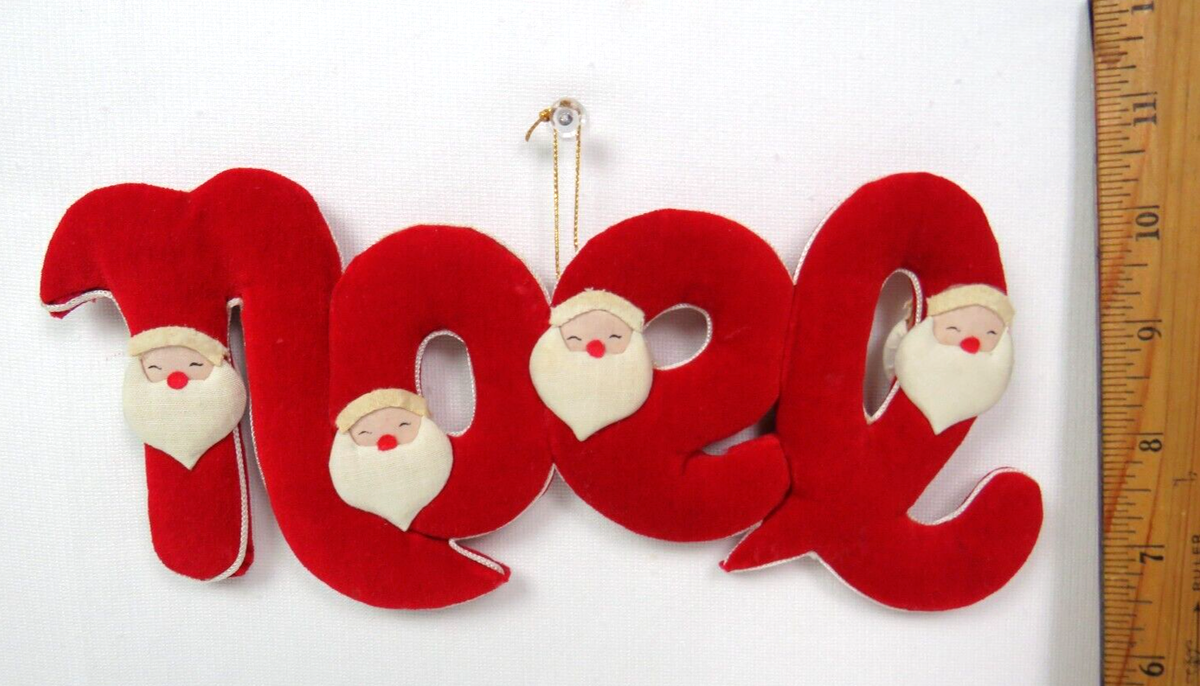【メルモ】ANTIQUE NOEL AST-BLM 1950 VTG 1950s 60s NOEL RED VELVET CHRISTMAS TREE ORNAMENT SANTA CLAUS