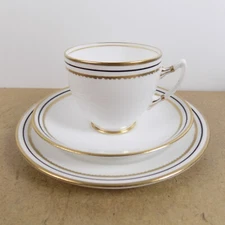 Royal Albert Crown China Cup & Saucer Plate Trio Pattern 4791 Gold & Black Trim