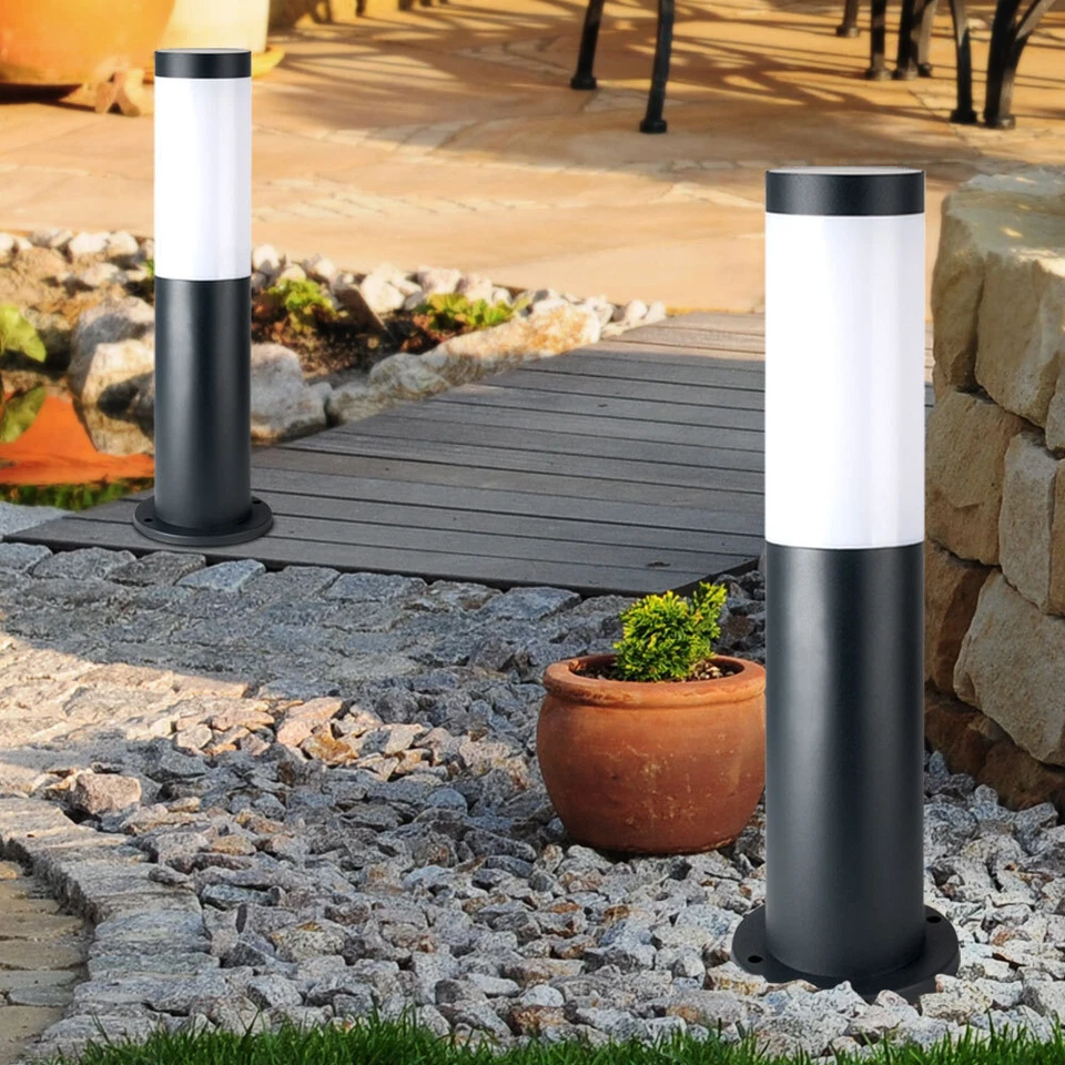 2er Set Sockel Leuchten Außen Garten Strahler anthrazit Terrassen Steh Lampen - Bild 4 von 4