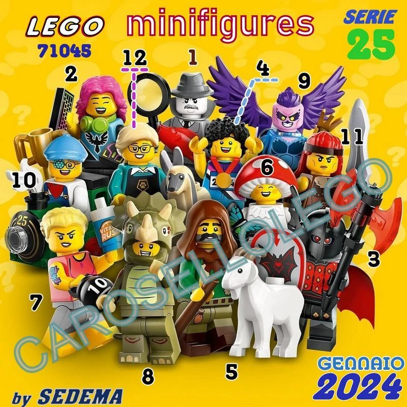 Lego® 71045 -Minifigures serie 25 -Gennaio 2024 12 Pers.singoli o Serie  Completa