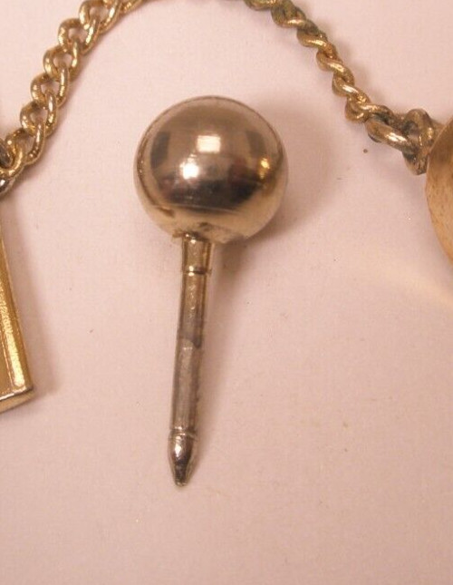 Ball Gold Tone Quality Vintage TINY SMALLEST Tie Tack Lapel Pin simple plain r10