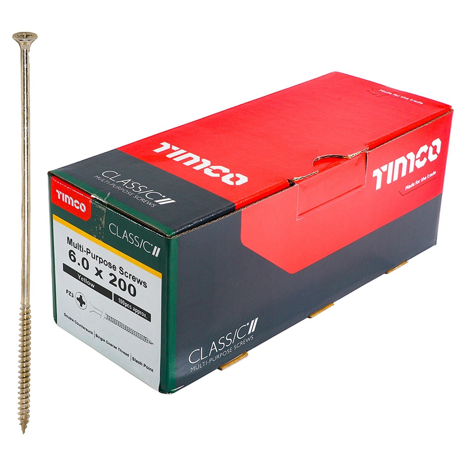 TIMCO Classic Multi Purpose Screws Pozi Head Double Countersunk Yellow 100 Boxed