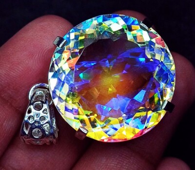 Mystic Quartz Mehrfarbiger Anhänger 925 Silber, Zertifiziert, 71.55+ Ct