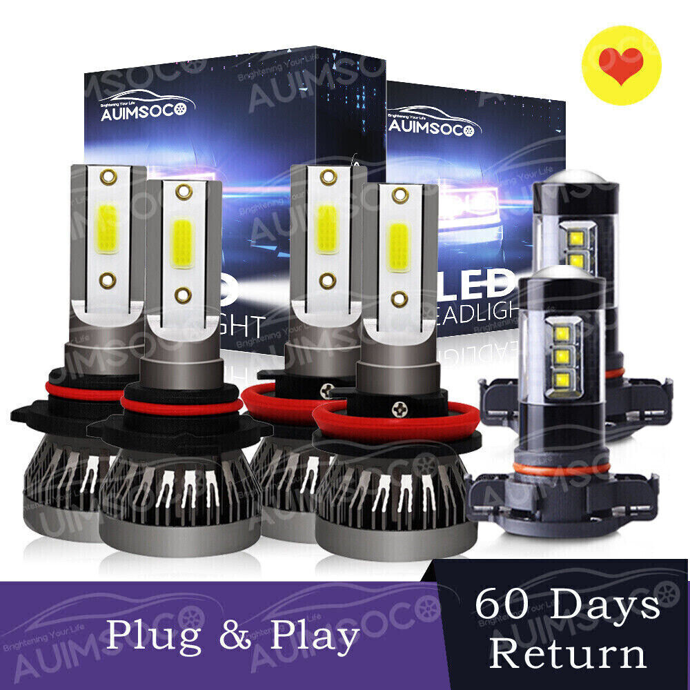 6000K LED Headlights + Fog Bulbs For Chevy Silverado 1500 2500 3500HD 2007-2015