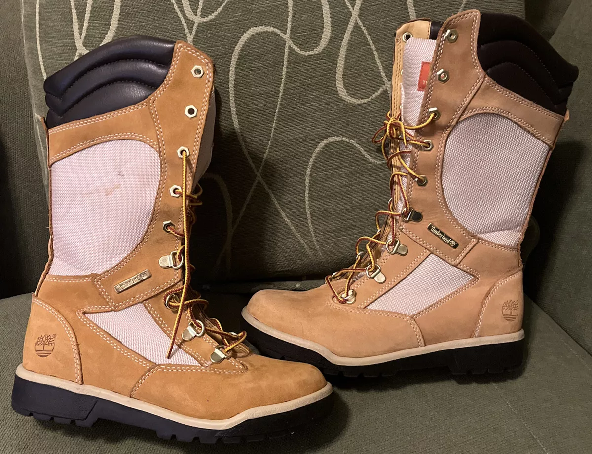 Timberland Tall Field Boots Sz 4.5 Girls Genuine Leather Zip Lace
