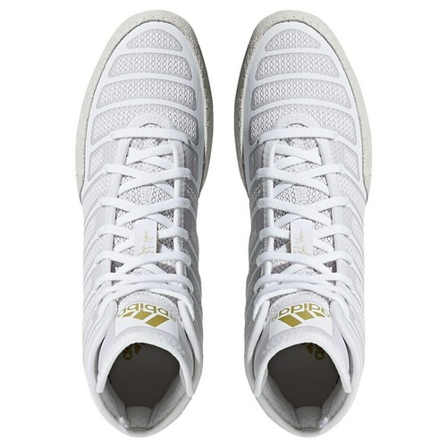 adidas Wrestling Shoes Boxing Boots Adizero Varner White Gold Trainers UK 12.5 - Picture 2 of 5