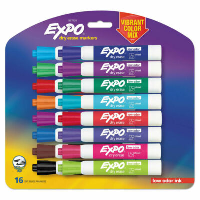 EXPO Low Odor Dry Erase Vibrant Color Markers Assorted Colors Medium 16/Set